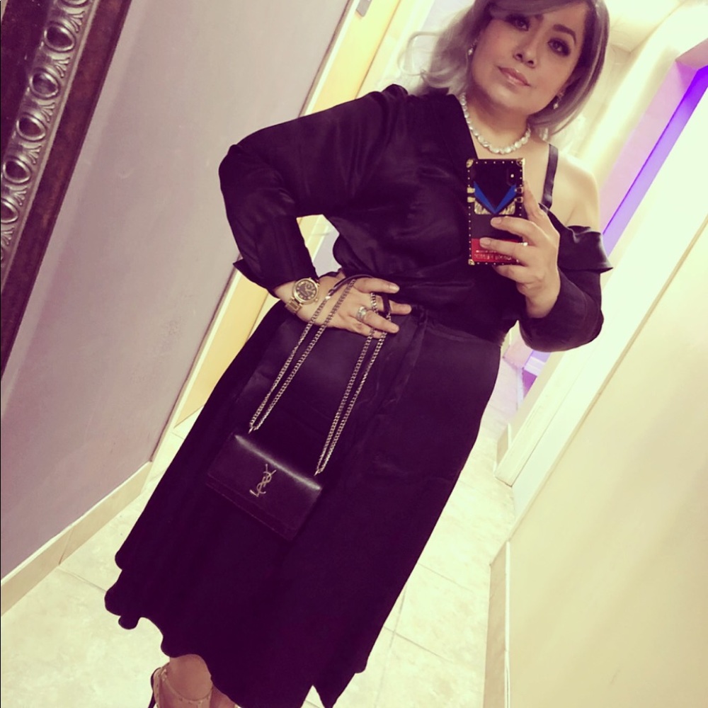 Black satin dress